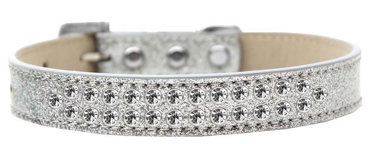 Two Row Clear Crystal Size 14 Silver Ice Cream Dog Collar